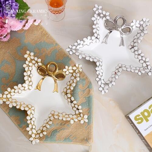 European Ceramic Home Fruit Bowls Modern Creative Livingroom Party Christmas Snacks Plates Crafts Decoration Wedding Candy Dish