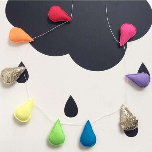 Ins Felt Raindrops Garland Water Drops Banners Wall Hanging Ornament Kids Room Decoration Childrens Clothing Store Photo Props