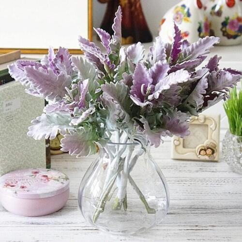 Artificial Flocked Tropical Plants Artificial Flowers For Home Garden Decoration Accessories Plastic Plants Eucalyptus Leaf