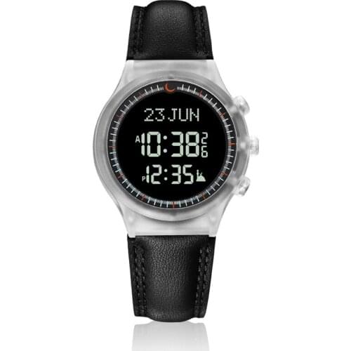 Islamic Business Man Watch Prayer Wristwatch Azan Athan Alarm with Hijri Calendar Auto-Compass Mosque Clock