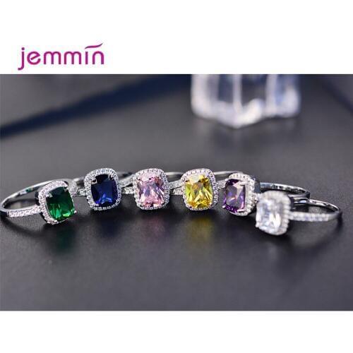 S925 Silver Vintage Square Cubic Zirconia Shiny Rings For Wedding Bride Engagement Party Finger Jewelry Accessories Anillos