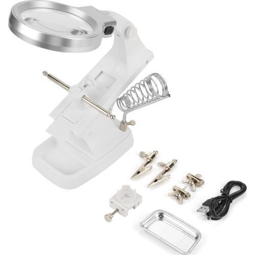 3X /4.5X Two Magnifications LED Magnifier Kit With10pcs LED Lights And 360 Degree Rotation Clip For Welding