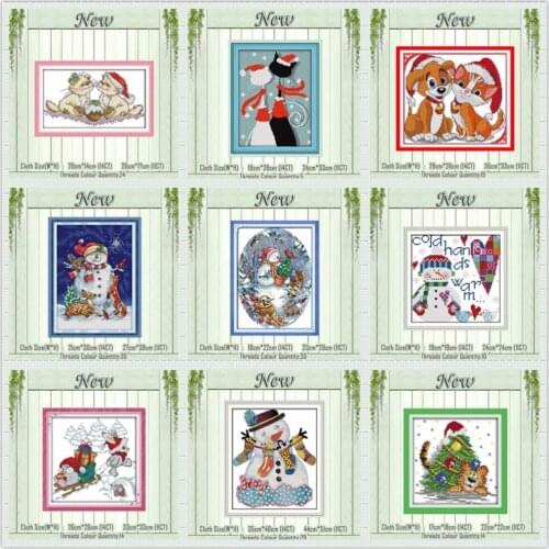 Christmas bear tiger rabbit snowman painting counted printed on canvas DMC 14CT 11CT Cross Stitch Needlework Sets Embroidery kit