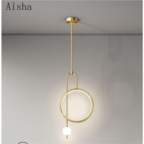 Nordic Round Metal Tube Led Acrylic Ring Pendant Lights for Dining Room Kitchen Hotel Bedchamber Hanging Lamp Indoor Decoration