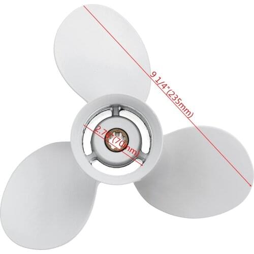 Boat Outboard Propeller 9 1/4 x 12 Aluminum White 8 Spline Tooth 3 Blade Marine Propeller For Yamaha 9.9-15HP 683-45941-00-EL