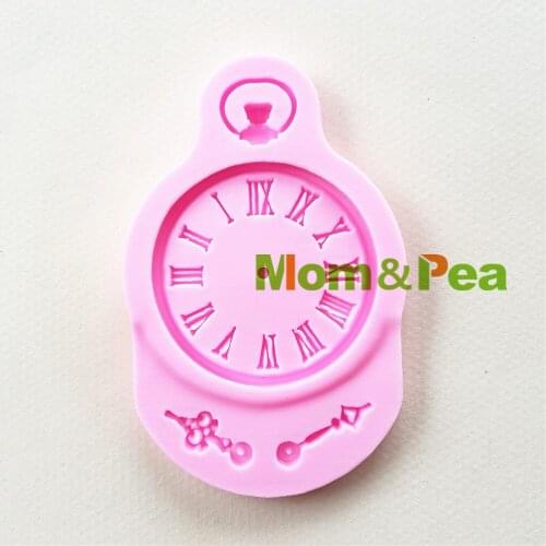 Mom&Pea 1124 Free Shipping Clock Silicone mold Cake Decoration Fondant Cake 3D Mold Food Grade