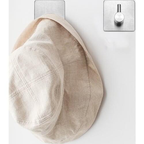 Multi-Purpose Strong Adhesive Coat Hook Wall Mounted Hook Stainless Steel Cylindrical Single Hook For Bathroom Kitchen Organizer