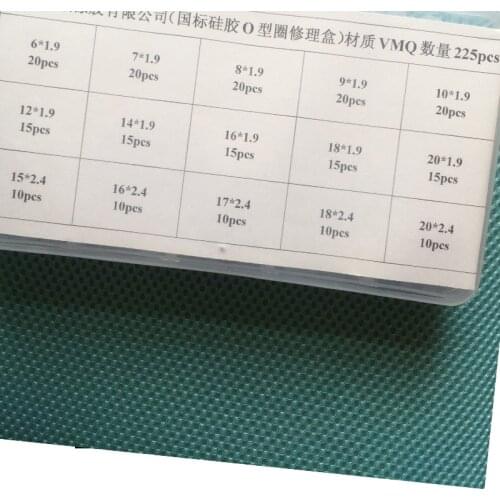 225Pcs 15 Sizes Food Grade Silicone Rubber O Ring Set O-Ring Kit O Ring Box Washer Seals Assortment For Car