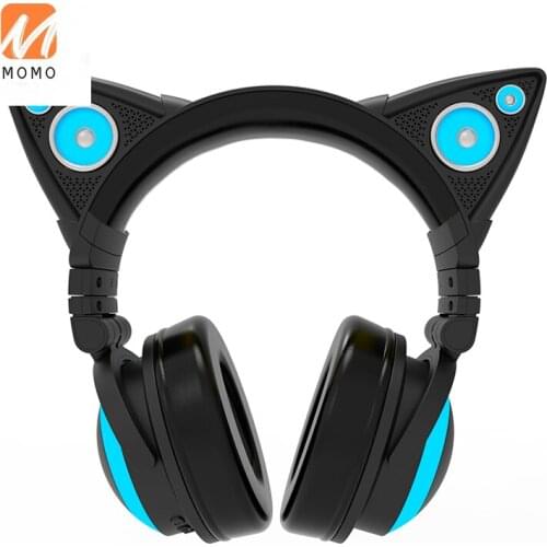 Cat Ear Headphone Head-Mounted Wireless Bluetooth Cat Ear Headset Luminous Female Gaming Headset