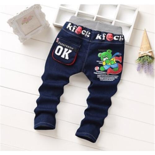 New spring autumn childrens clothing baby boys girls jeans kid cartoon trousers pants retail 2-5 years old free shipping