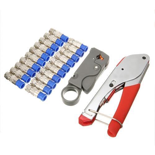 New Arrival F-Type Coaxial Compression Connector Stripper Tool Set for Coax Cable Crimper Tools