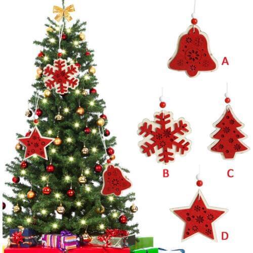 New Year Natural Wood Christmas Tree Ornaments Pendant Hanging Gifts Xmas Decor Home Party Christmas Tree Decorations