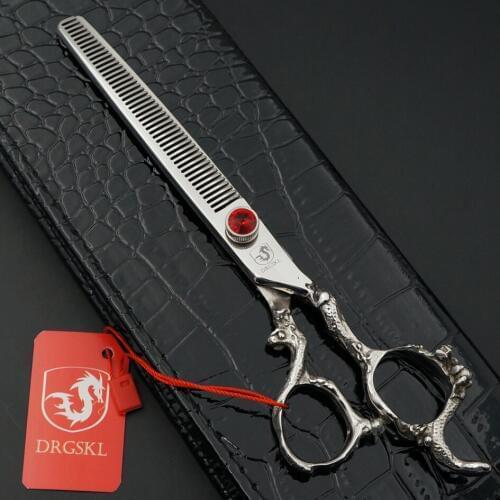DRGSKL 7.0 inch hair thinning scissors pet scissors top grade, professional hair hairdressing scissors dog thinning shear + bag