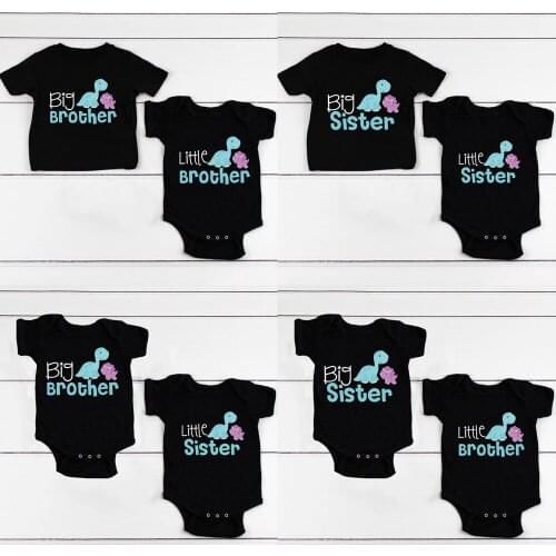 1PC Big Brother Little Brother Siblings Matching Shirts Cute Dinosaur Tops Big Brother Little Brother Matching Outfits