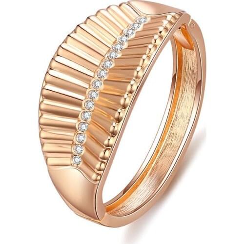 ORNAPEADIA Popular Fashion Alloy Bracelet Creative Niche Fan-shaped Fishbone Diamond-studded Ladies Open Spring Bracelet