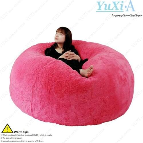 Dropshipping Giant Fur Bean Bag Bed Slipcover Floor Seat Couch Futon Lazy Sofa Recliner Pouf Cover For lingroom Relax