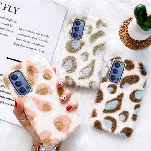 Fluffy Rabbit cute Plush Silicone cover For Oppo Reno 4 Z 5 5G Lite A73 A53 A52 A5 A9 2020 Phone case Realme C21 5i 6i 6 7 8 Pro