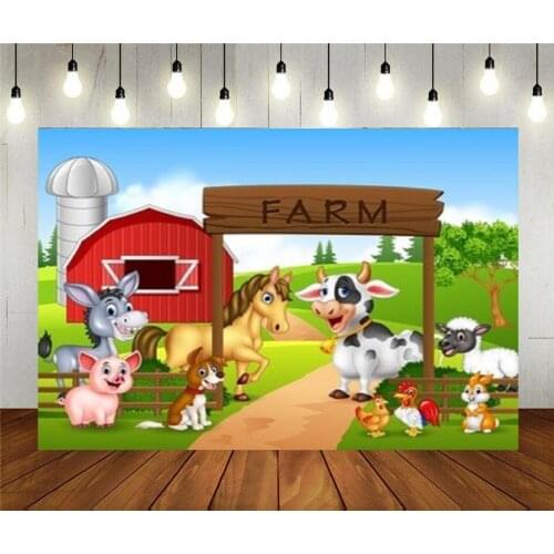 Nitree Photo Studio Props Photography Backdrop Farm with Animals Vinyl Background Kids Birthday Party Decoration