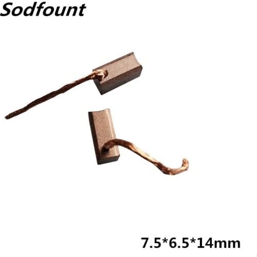 10pcs/Set Carbon Brushes Wire Leads Generator Motor Brush For Generic Electric Motor Replacement 6.5mm x 7.5mm x 14mm