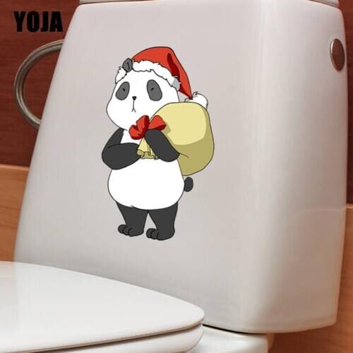 YOJA 12.4X21.5CM Cartoon Pattern Toilet Sticker Decal Home Wall Decor Funny Panda T3-1151