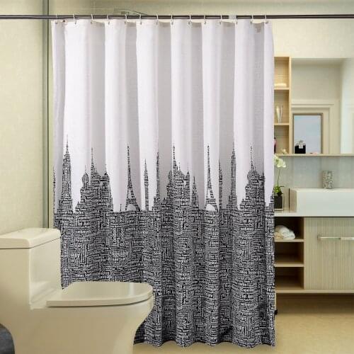 Shower Curtain Alphabet Tower Pattern Hotel Waterproof Hanging Cloth Printing Curtains for Bathroom 3JL574 Jarlhome