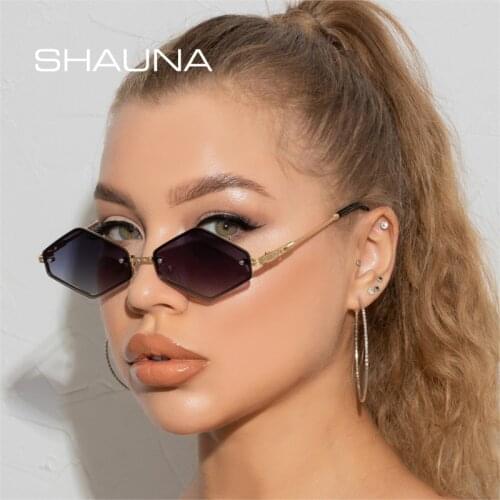 SHAUNA Retro Metal Polygon Women Sunglasses Fashion Clear Ocean Lens Gradient Eyewear Shades UV400 Men Purple Pink Sun Glasses