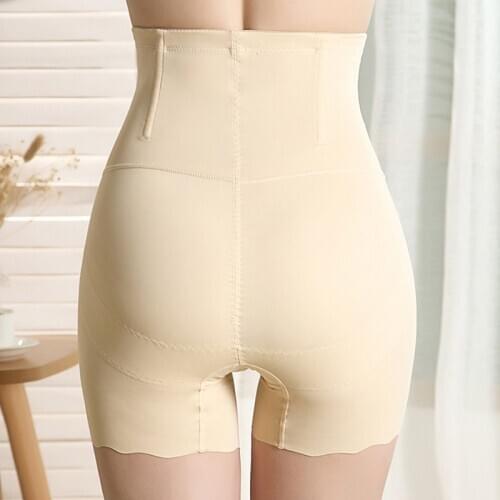 Buttocks Thin Section Shaping Pants Womens Anti-Glare High-Waist Ice Silk Belly Lace Leggings