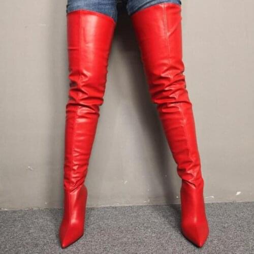 Red Sexy Over-the-knee Boots Long Boot Super Thin Heel High Heels Stiletto Nightclub Custom Boots Men Pole Dance Shoes Woman