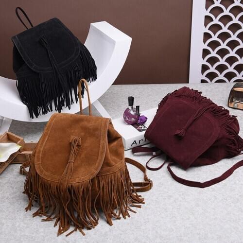 Womens Backpack Tassel Shoulder Bag Fashion Casual Travel Backpack