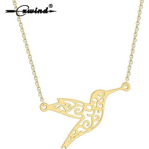 Cxwind Fashion New Hummingbird Woodpecker Bird Pendant Necklace for Women Girl Gold Jewelry Gift Cute Choker Pendant Necklaces