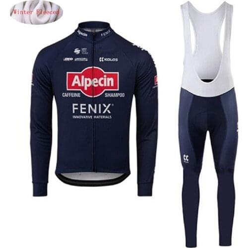 Alpecin Fenix 2020 Winter clothing Long sleeve Cycling Suit thermal fleece Jersey Jacket Warm Shirt Ciclismo bib pants Set