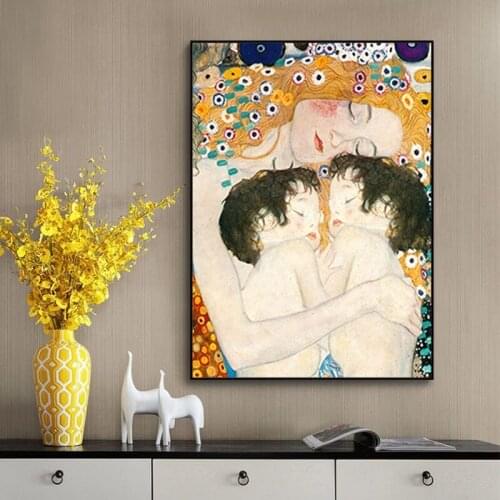 100% Hand Painted Retro Famous Gustav Klimt Womens Three Stages Oil Paintings Modern Home Decoration Wall Art Pictures