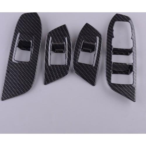 4Pcs/Set Car Chrome Window Switch Cover Trim Panel ABS Carbon Fiber Style Black Fit For Chevrolet Equinox 3rd 2018 2019