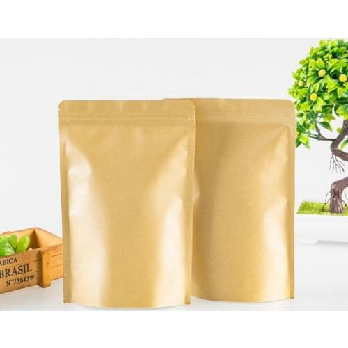 50pcs Kraft paper self-supporting zipper bag with aluminum foil bags Tea dry fruit food moisture-proof packaging pouch