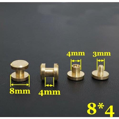 50pc Q1-8x4 Solid Brass Belt Wallet Saddle Nail Rivets Chicago Screws Leathercraft