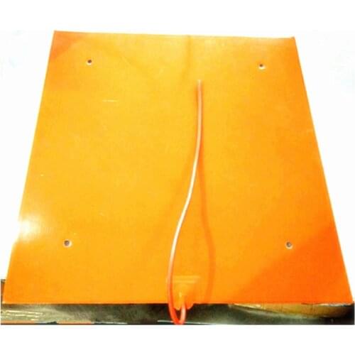 500*500*1.5mm Heat Bed for 3d printe silicone rubber heater 220v 800w 4*10mm holes on pad 1000mm lead from middle of 1 side