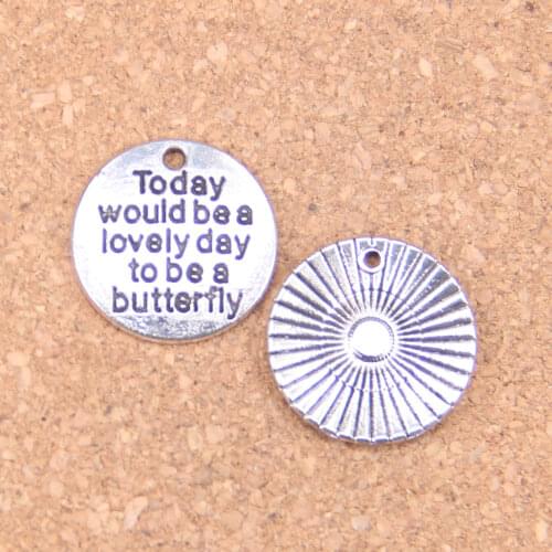 12pcs Charms today lovely day butterfly 20mm Antique Pendants,Vintage Tibetan Silver Jewelry,DIY for bracelet necklace