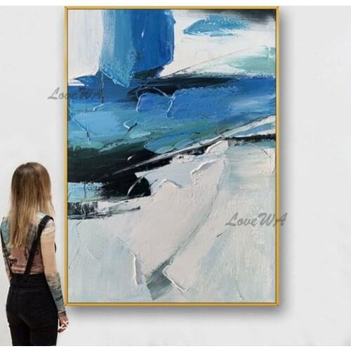 Modern Color Abstract Painting Blue And White Living Room Wall Picture Home Decoration Wall Canvas For Restaurant No Framed