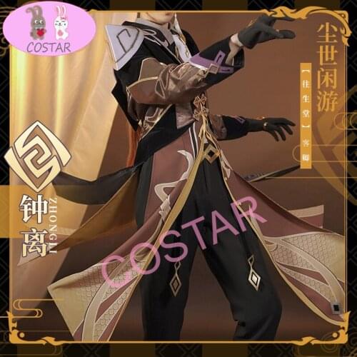 Anime! Genshin Impact Zhongli Liyue Game Suit Gorgeous Exquisite Uniform Cosplay Costume Halloween Party Outfit For Men 2021 NEW