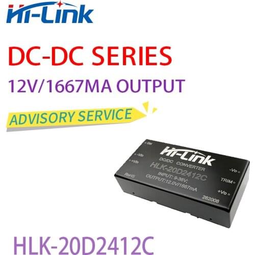 Free Ship HLK-20D2412C 24v to 12v converter 9-36V to 12V 1666mA dc dc step down converter Hi-Link Isolated module 5pcs/lot