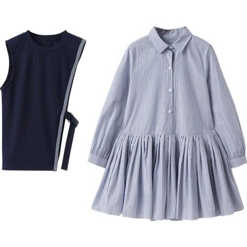 Childrens Suit Skirt Girl Shirt Skirt College Style Long Skirt Baby Long-sleeved Clothing Teen Lothing Casual Outfit Set 2021