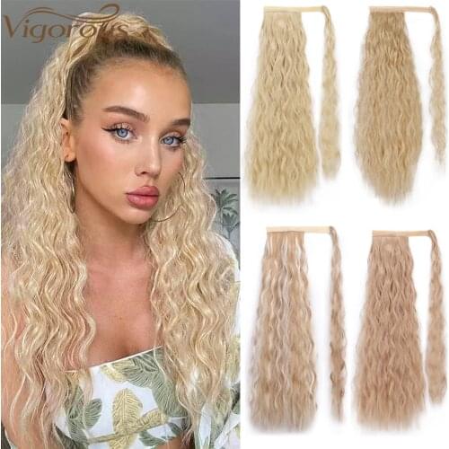 Vigorous Long Afro Kinky Curly Ponytail Hair Synthetic Drawstring Ponytail Extension for Women Black Brown Clip in Ponytail