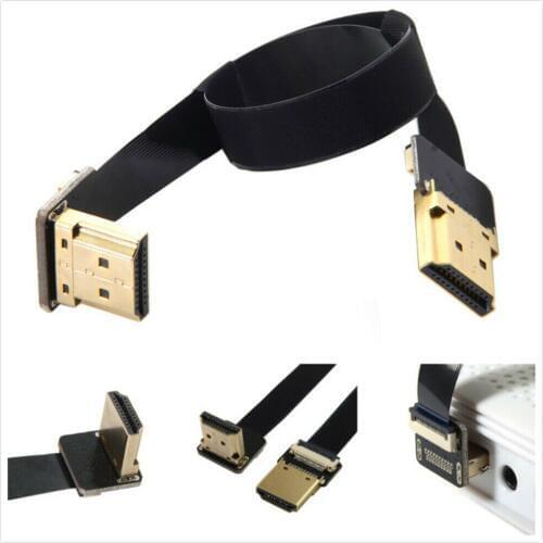 FPV HDMI Male to Up Angled 90D HDMI Male HDTV FPC Flat Cable 0.2M / 0.5M for Multicopter Aerial Photography AA4501-AA4502