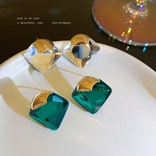 Geometric Crystal Earrings Korean Fashion Trendy Personality Youthful and Beautiful Design Earrings for Women Jewelry Wholesale