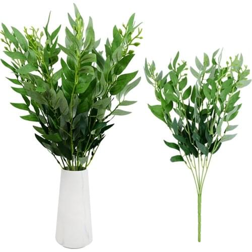 Faux Green Leaves Artificial Plant Branches 20'' Tall with stems for Wedding Party Home Living Room Floral Greenery Arrangement