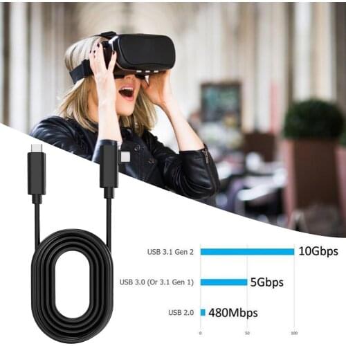 Data Cable USB Type-C Connection Cord For Oculus Quest VR VR Link Type-C Cable Usb3.1 Type-C 90 Degree Side Bend VR Accessories