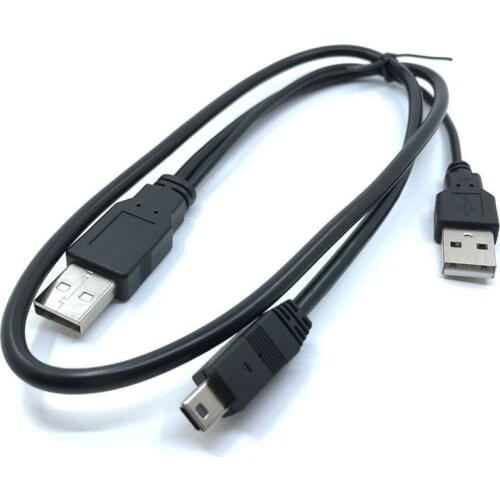 USB2.0 USB 2.0 double A Type 2A Male to Mini 5 Pin Male Y Cable 0.7m 70cm 2ft For 2.5" Mobile Hard Disk Drive HDD