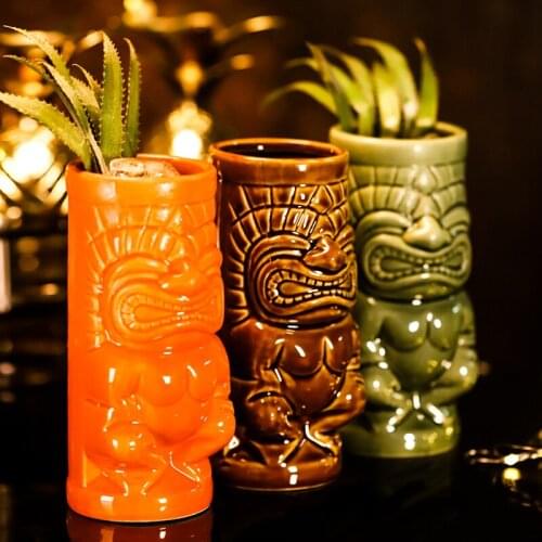 350Ml Ceramic Mackay Statue Tiki Cup Creative Face Cocktail Hawaii Wine Glass Bar Bartender Tool Funny Sand Ice Cold Drink Cup