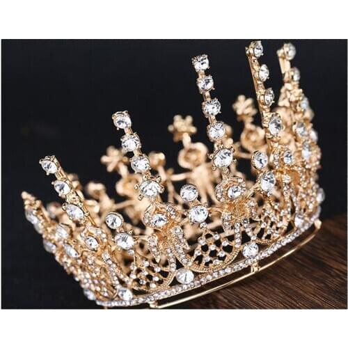 Queen King Crystal Vintage Royal Tiaras and Crowns Women Pageant Prom Diadem Hair Ornaments Wedding Hair Jewelry Accessories