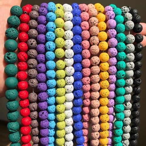 Natural Stone Beads Black Lava Hematite Round Beads For Jewelry Making Volcanic Rock Beads DIY Bracelet Ear Studs 15''4 6 8 10mm